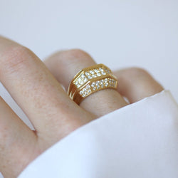 Bague Jonc en or jaune et diamants - Castafiore