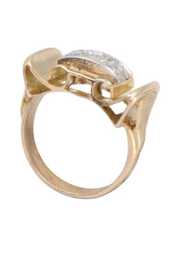 Bague Jonc en or jaune et diamants - Castafiore