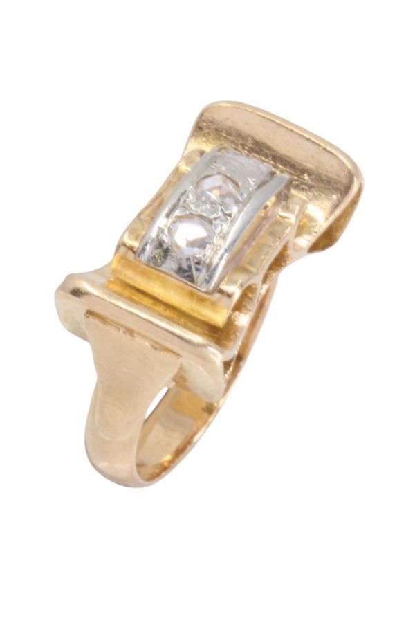 Bague Jonc en or jaune et diamants - Castafiore