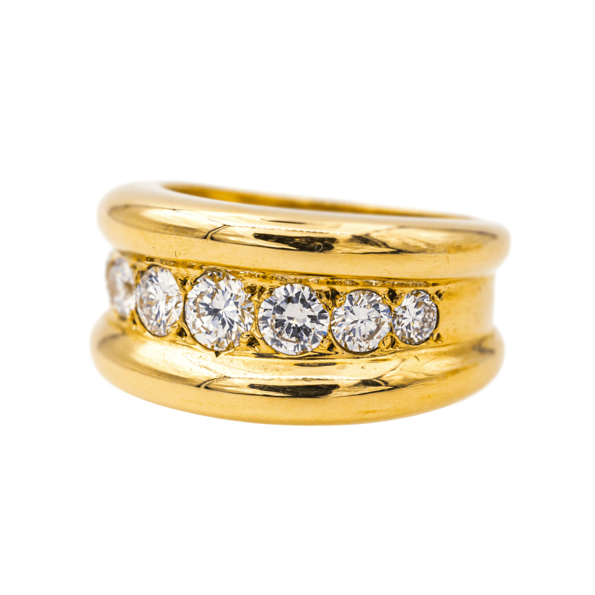 Bague Jonc en or jaune et diamants - Castafiore