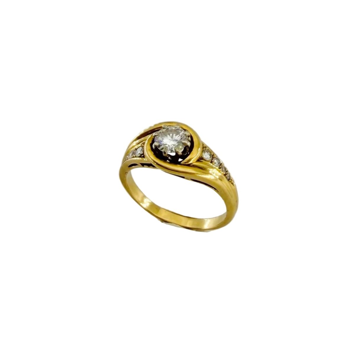 Bague Jonc en or jaune et diamants - Castafiore