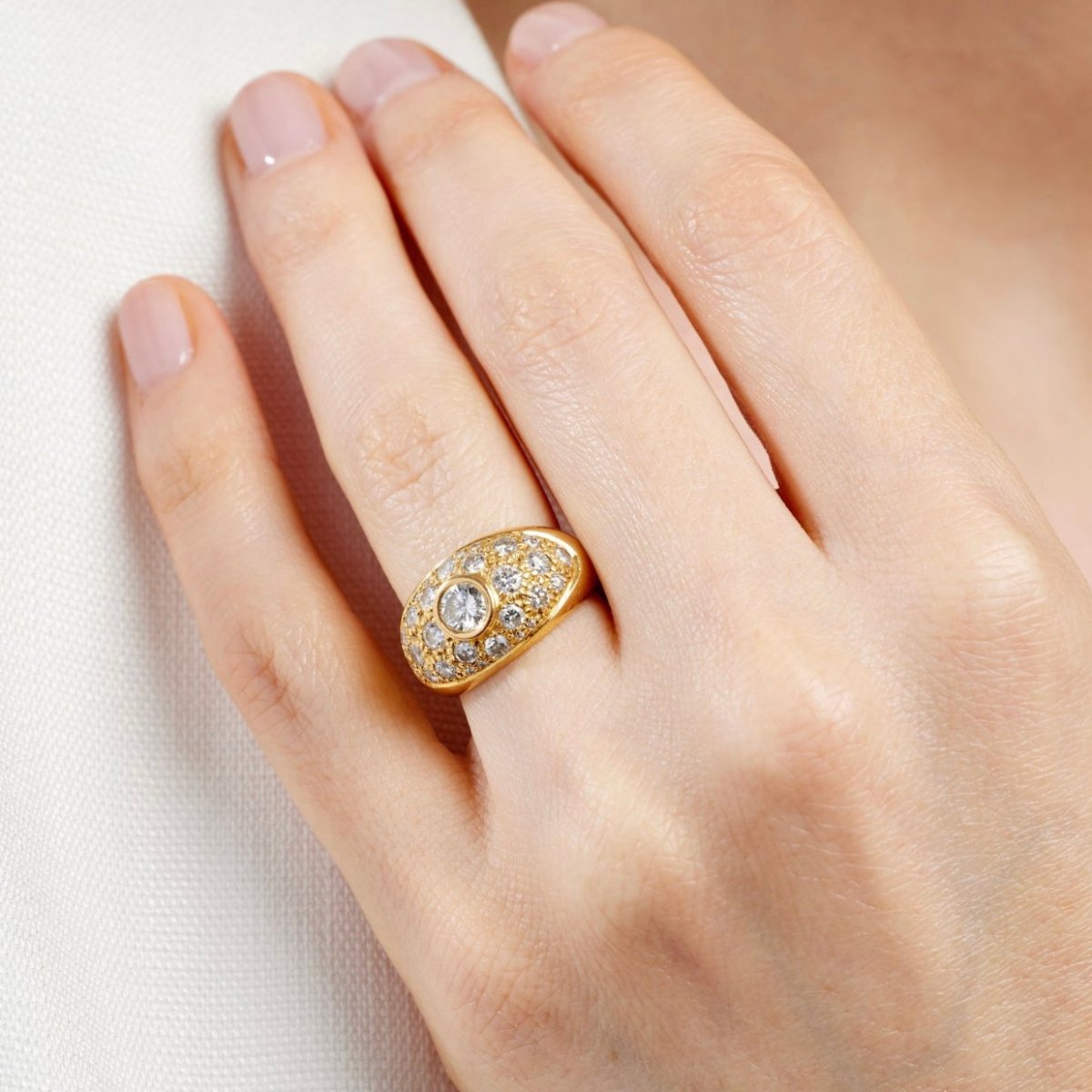 Bague Jonc en or jaune et diamants