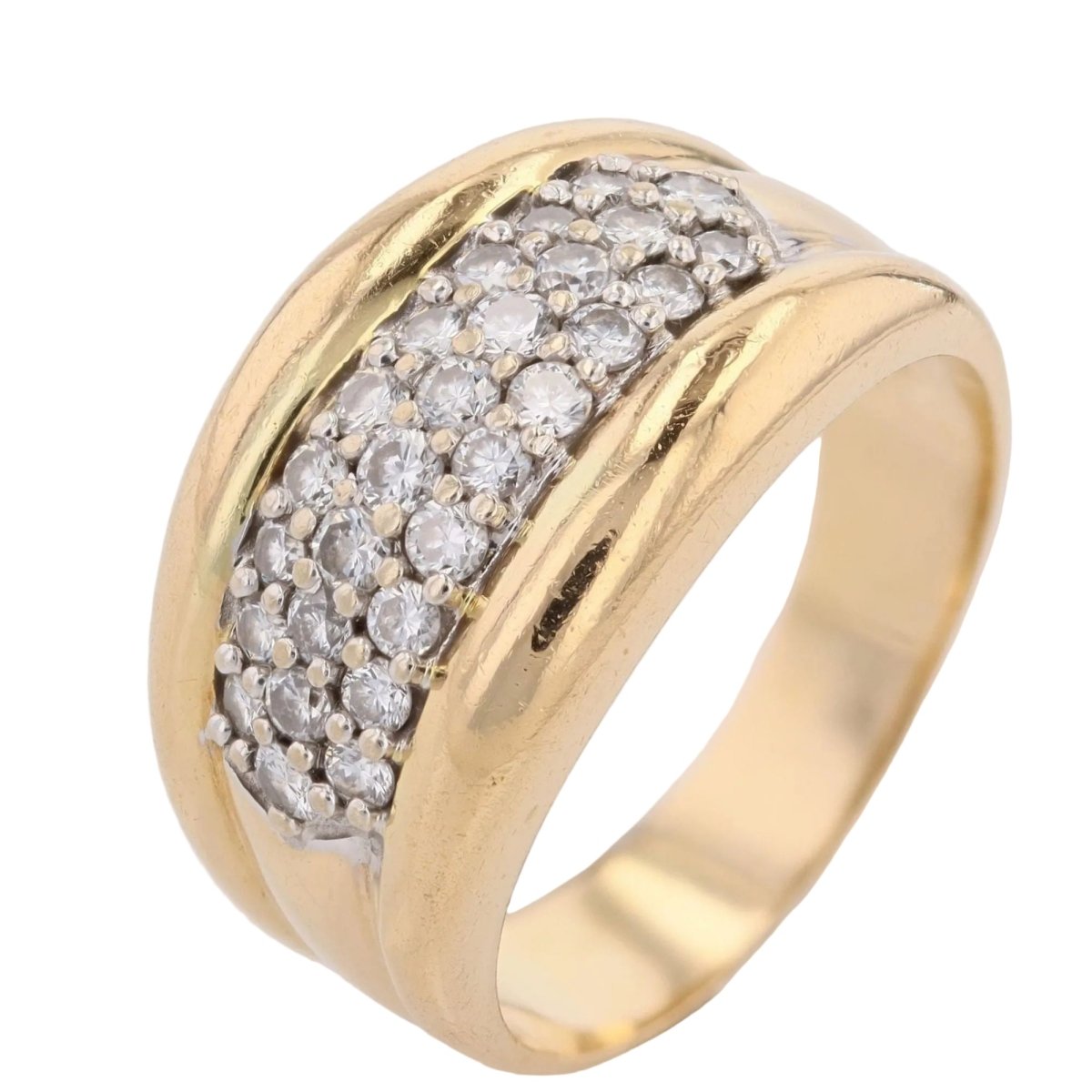 Bague Jonc en or jaune et diamants - Castafiore