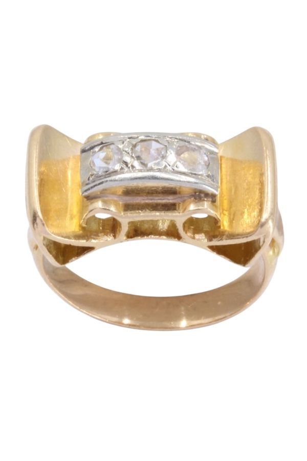 Bague Jonc en or jaune et diamants - Castafiore