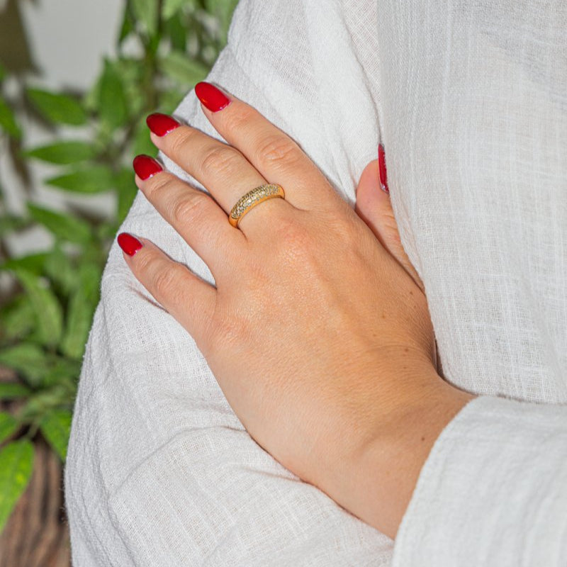 Bague Jonc en or jaune et diamants - Castafiore