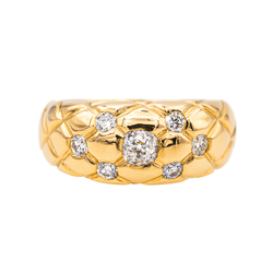 Bague Jonc en or jaune et diamants - Castafiore