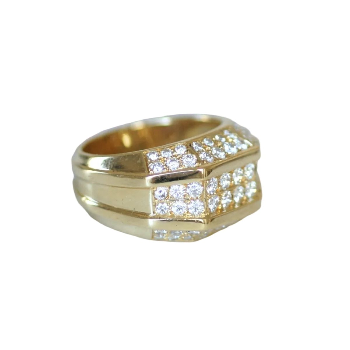 Bague Jonc en or jaune et diamants - Castafiore