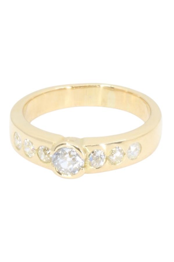 Bague jonc en or jaune et diamants - Castafiore