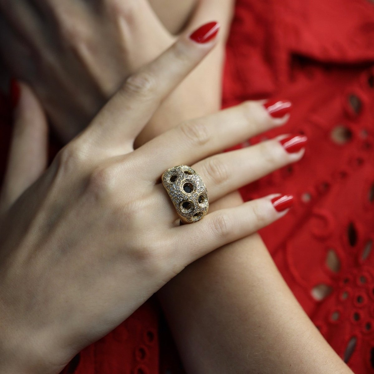 Bague Jonc en or jaune et diamants - Castafiore