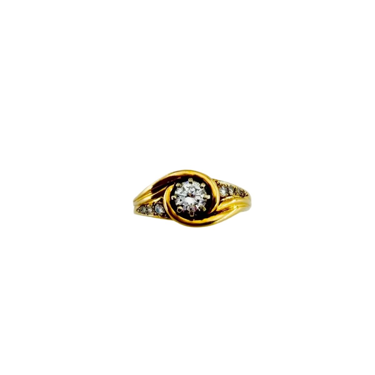 Bague Jonc en or jaune et diamants - Castafiore