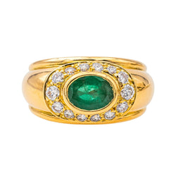 Bague Jonc en or jaune et émeraude - Castafiore