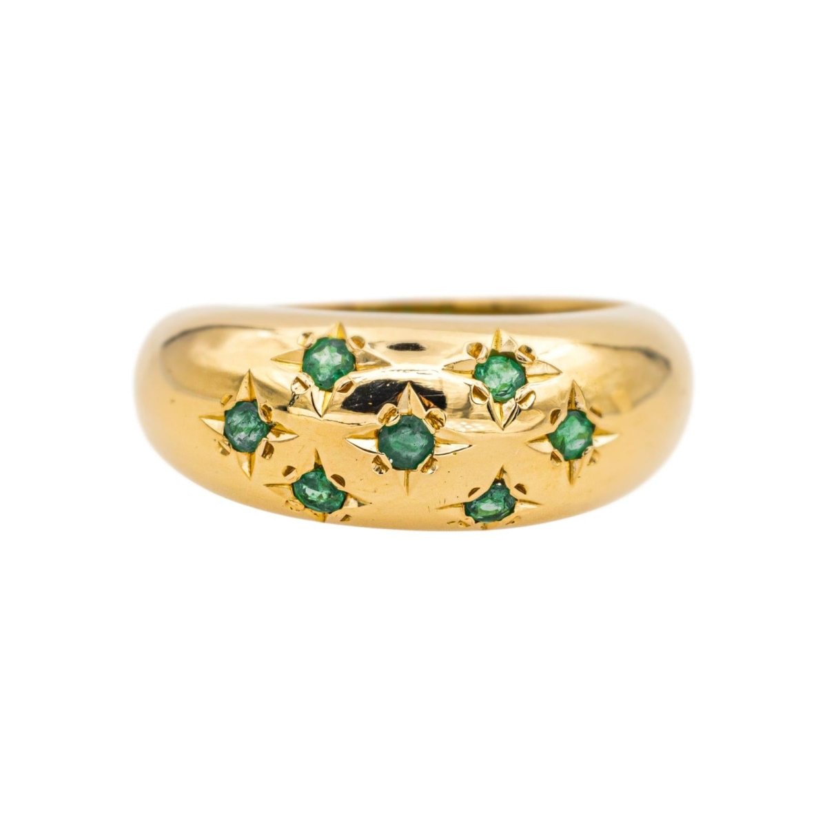 Bague Jonc en or jaune et émeraudes - Castafiore
