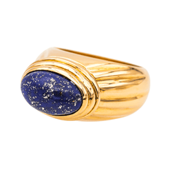 Bague Jonc en or jaune et lapis - lazuli - Castafiore