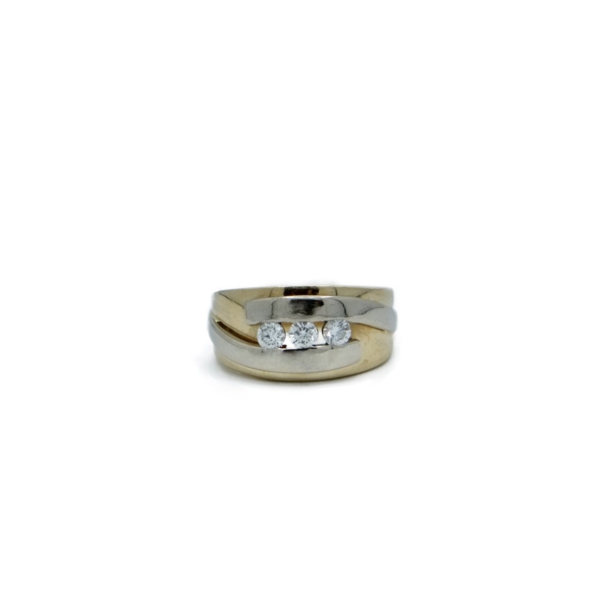 Bague jonc en or jaune et or gris et diamant - Castafiore