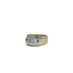 Bague jonc en or jaune et or gris et diamant - Castafiore
