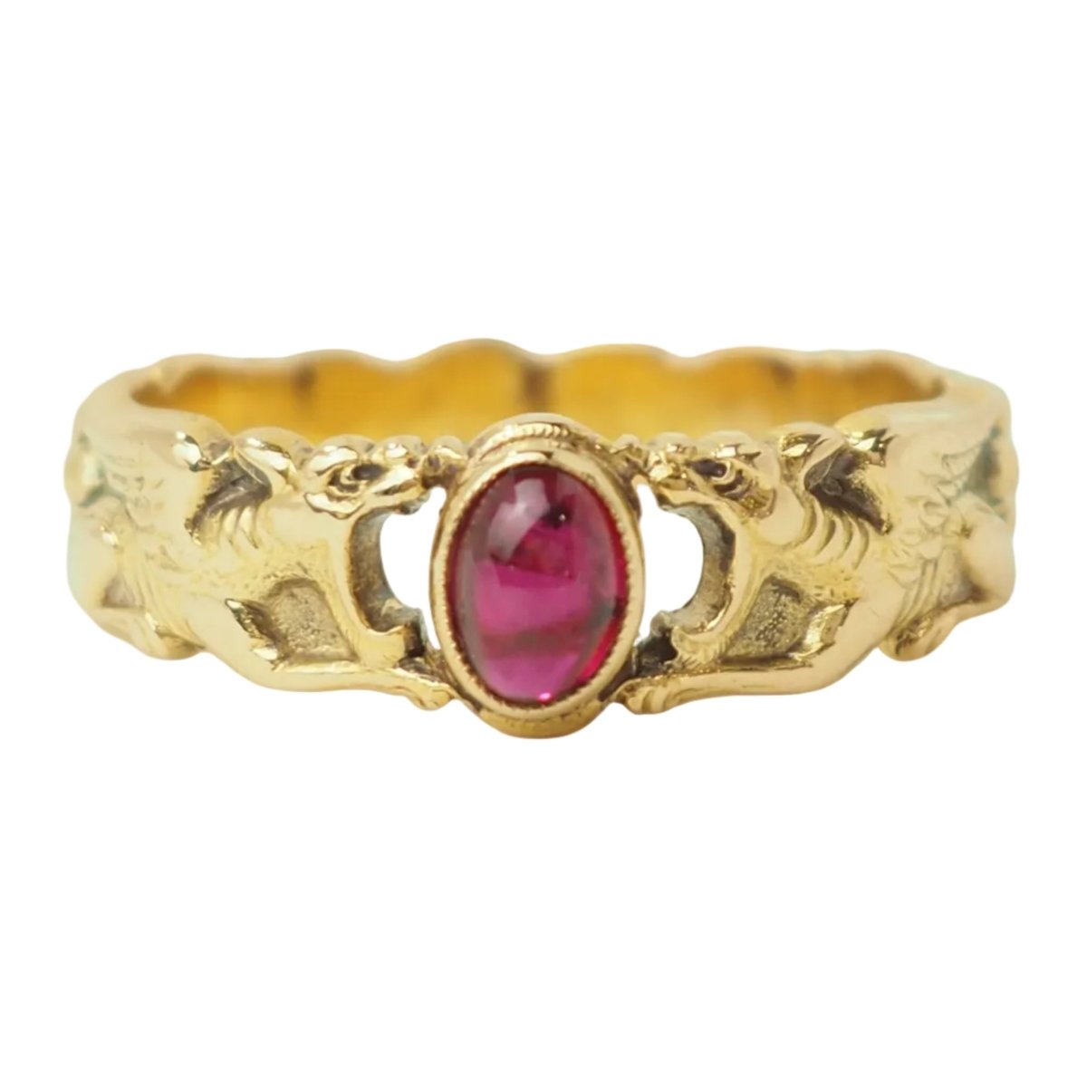 Bague Jonc en or jaune et rubis - Castafiore