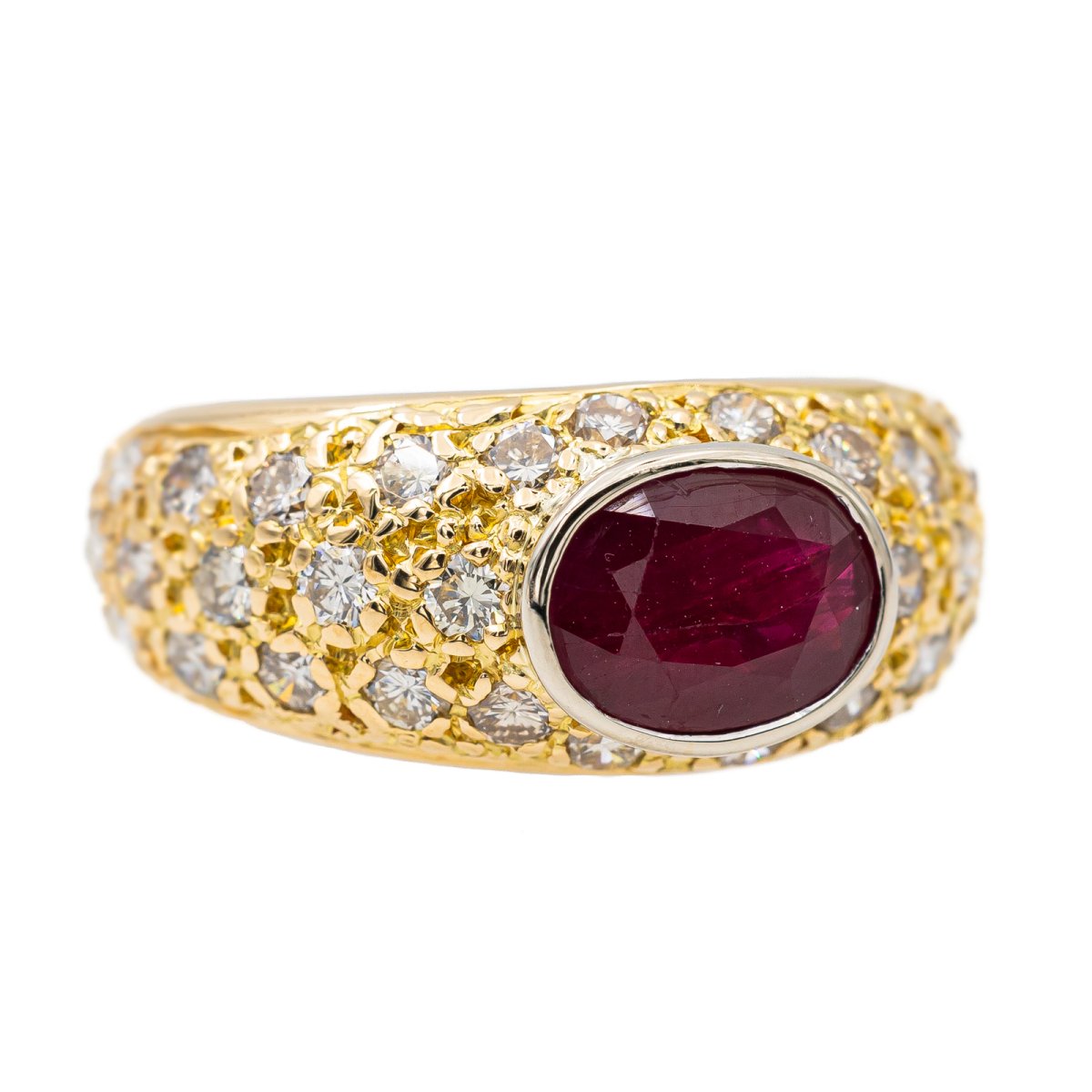 Bague Jonc en Or jaune et Rubis - Castafiore