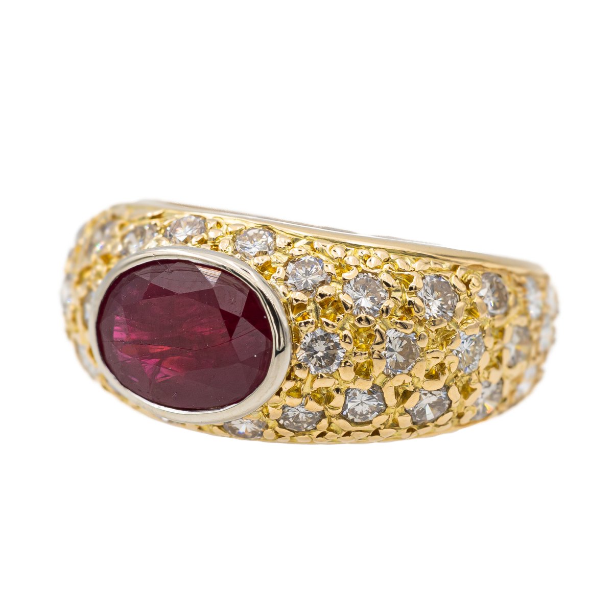 Bague Jonc en Or jaune et Rubis - Castafiore