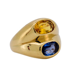 Bague Jonc en or jaune et saphirs - Castafiore