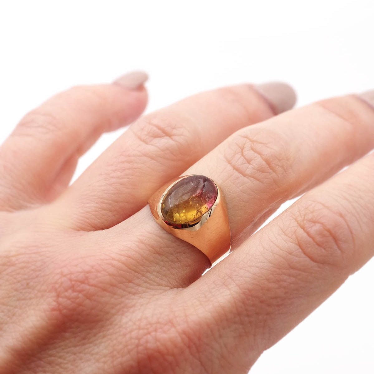 Bague Jonc en or jaune et tourmaline - Castafiore