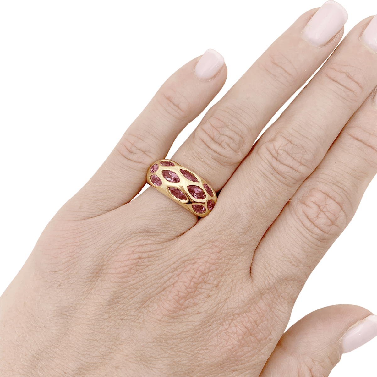 Bague Jonc en or jaune et tourmalines - Castafiore