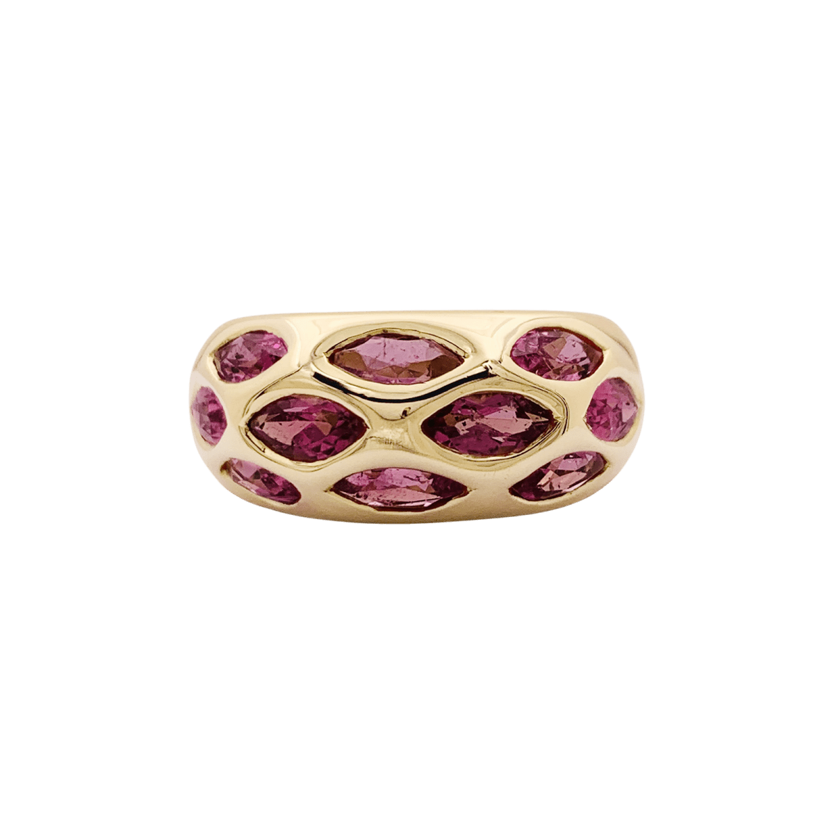 Bague Jonc en or jaune et tourmalines - Castafiore