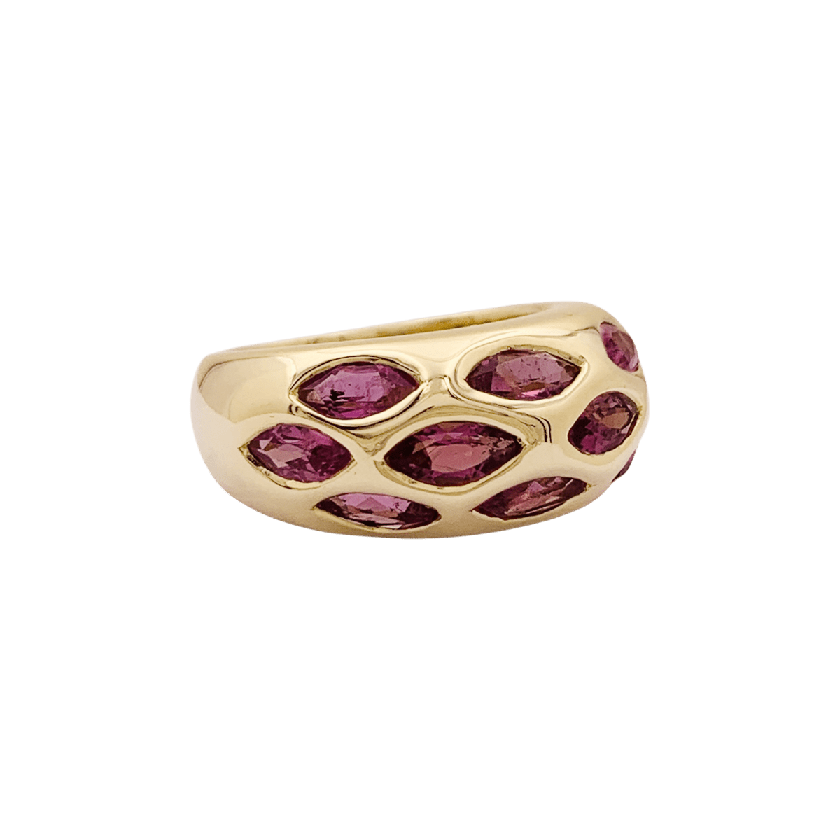 Bague Jonc en or jaune et tourmalines - Castafiore