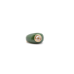 Bague Jonc en or jaune, jade et diamant - Castafiore