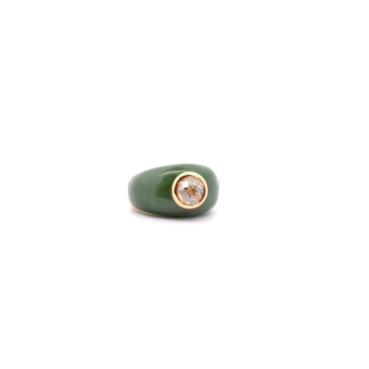 Bague Jonc en or jaune, jade et diamant - Castafiore