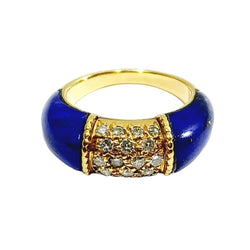 Bague Jonc en or jaune, lapis - lazuli et diamants - Castafiore
