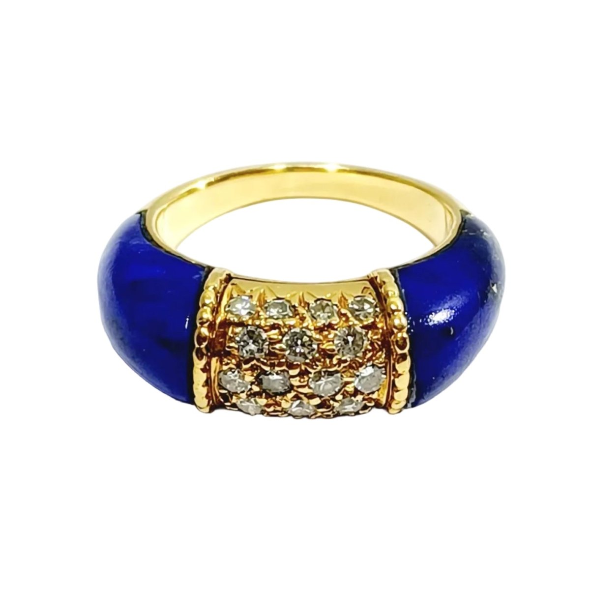 Bague Jonc en or jaune, lapis - lazuli et diamants - Castafiore