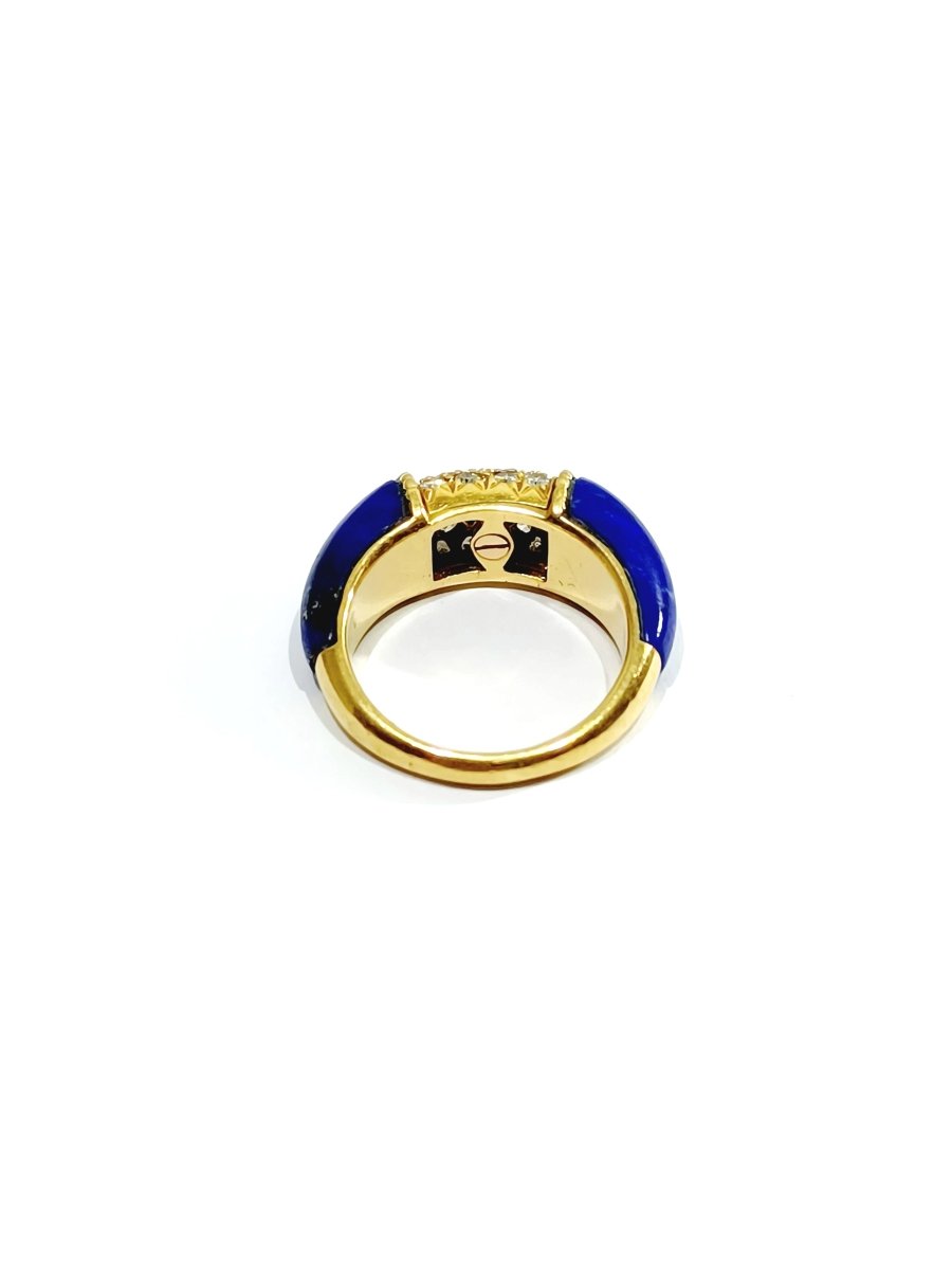 Bague Jonc en or jaune, lapis-lazuli et diamants - Castafiore