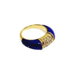 Bague Jonc en or jaune, lapis - lazuli et diamants - Castafiore