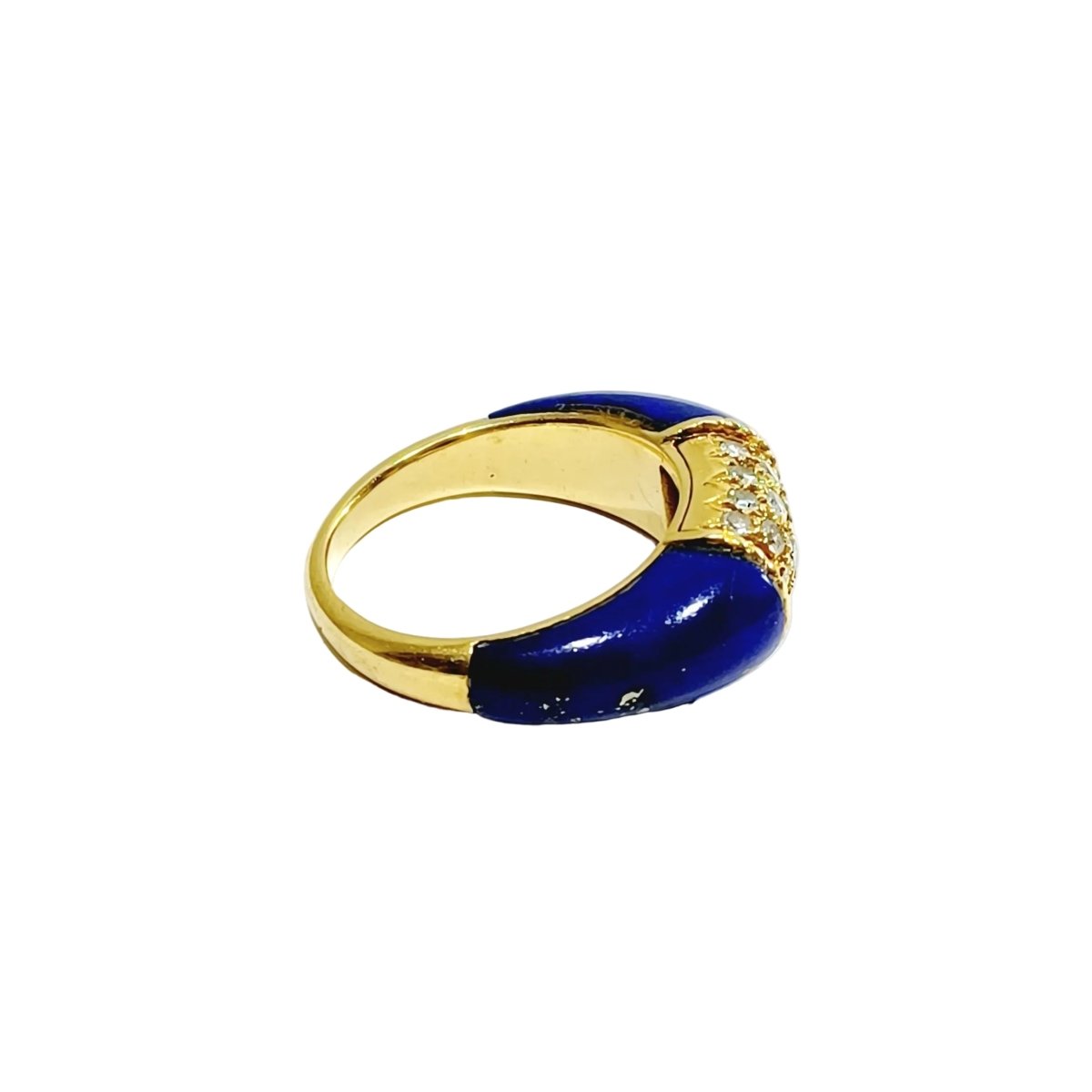 Bague Jonc en or jaune, lapis - lazuli et diamants - Castafiore