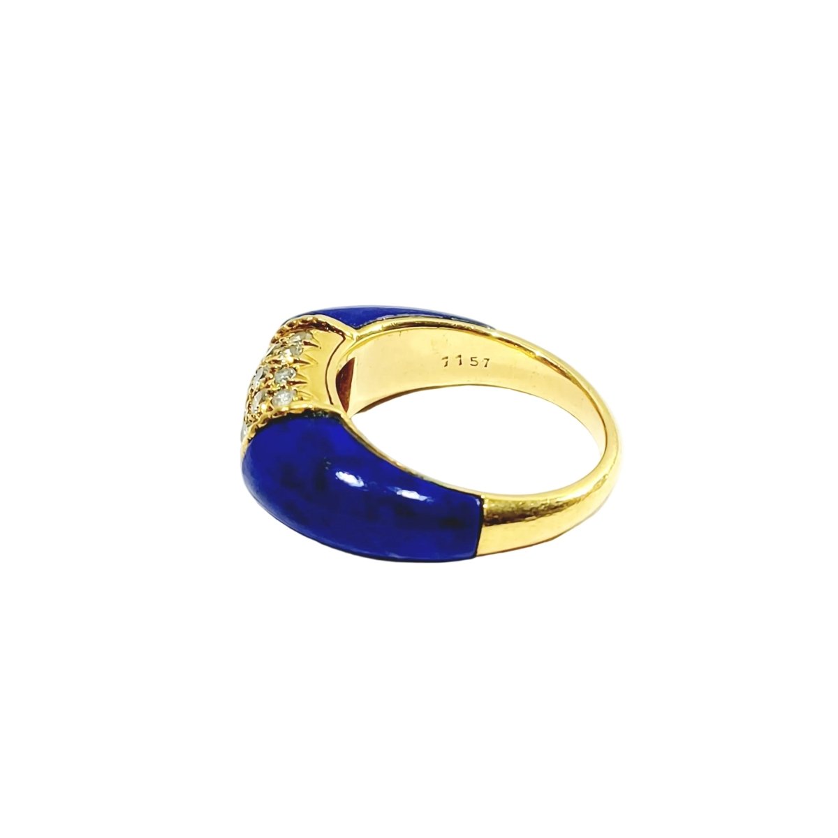 Bague Jonc en or jaune, lapis - lazuli et diamants - Castafiore