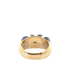 Bague Jonc en or jaune, malachite et lapiz - lazuli - Castafiore