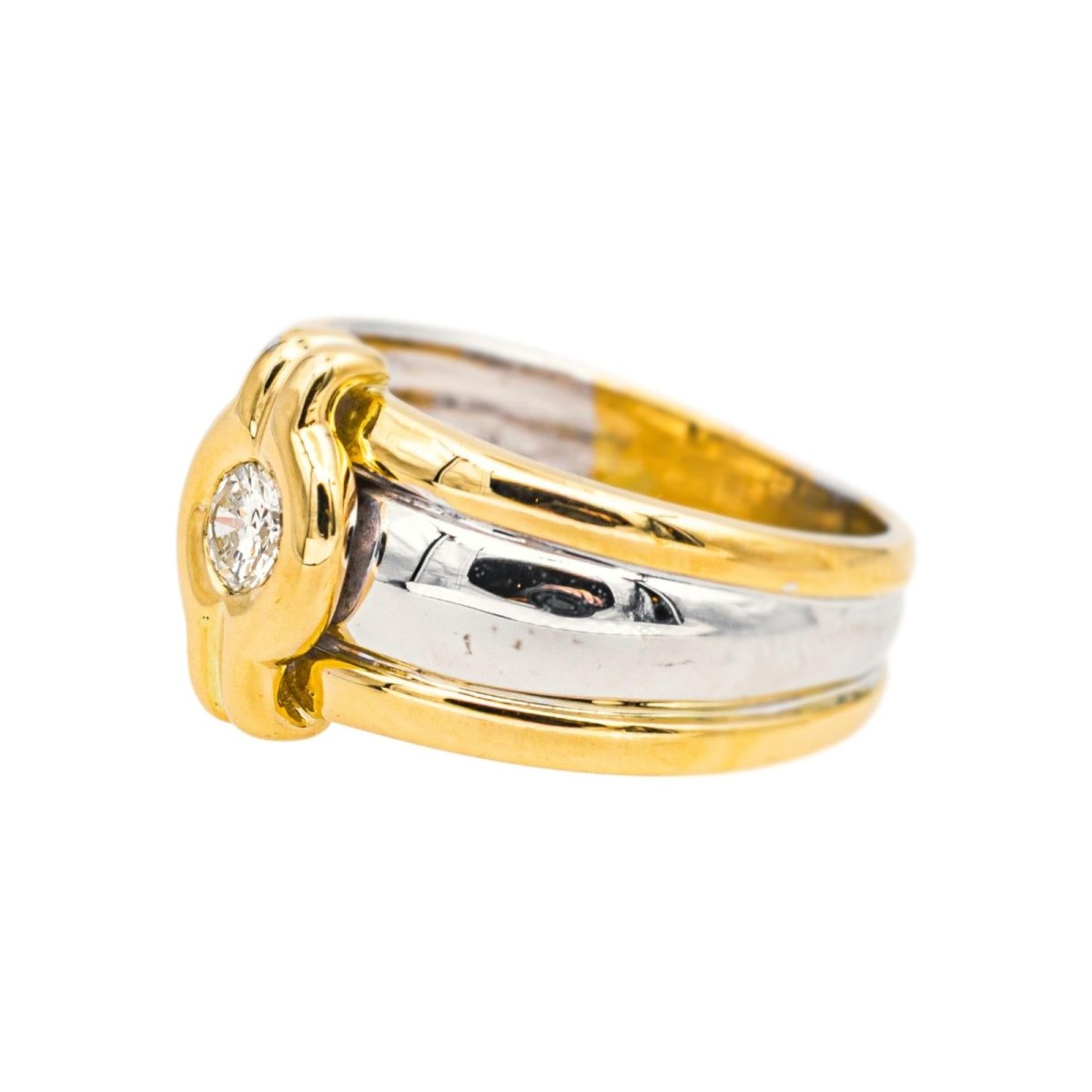 Bague Jonc en or jaune, or blanc et diamant - Castafiore