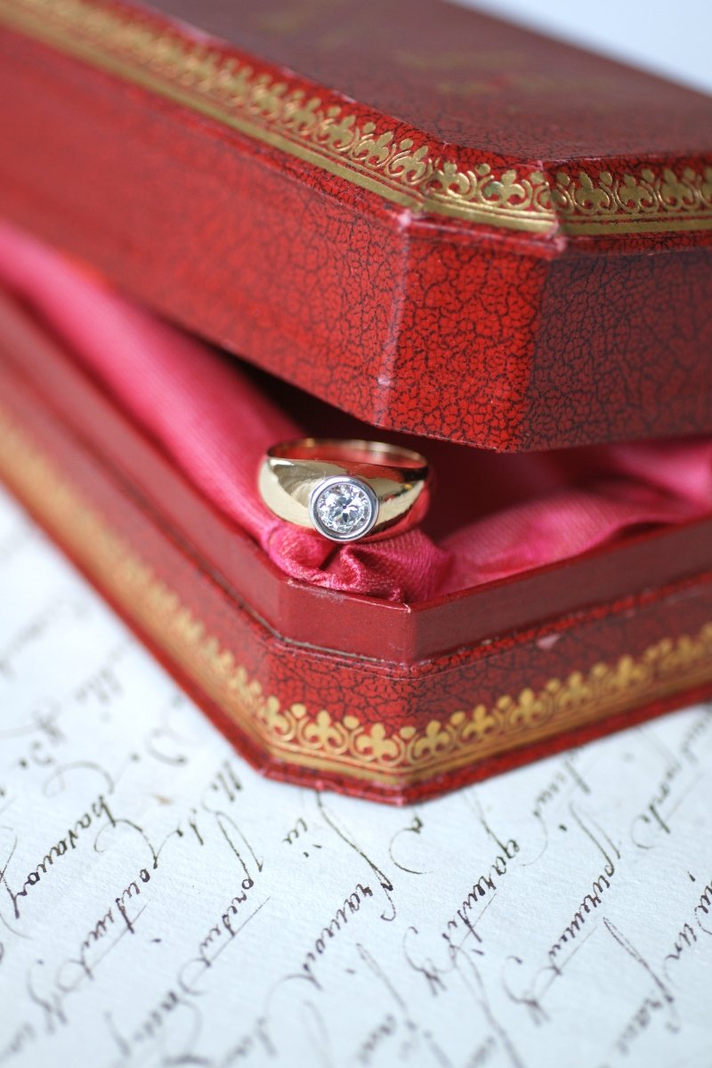 Bague Jonc en or jaune, or blanc, et diamant - Castafiore