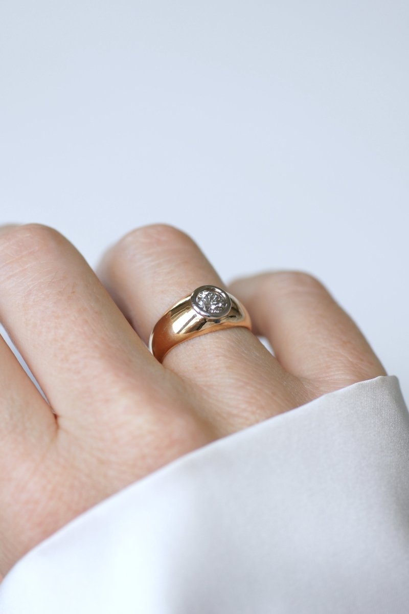 Bague Jonc en or jaune, or blanc, et diamant - Castafiore