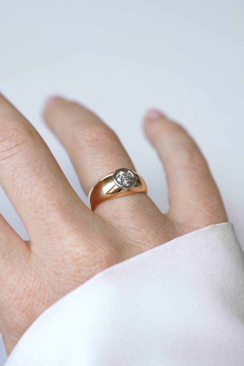 Bague Jonc en or jaune, or blanc, et diamant - Castafiore