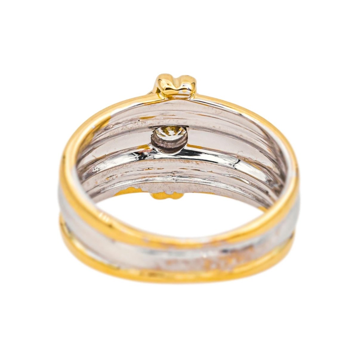 Bague Jonc en or jaune, or blanc et diamant - Castafiore