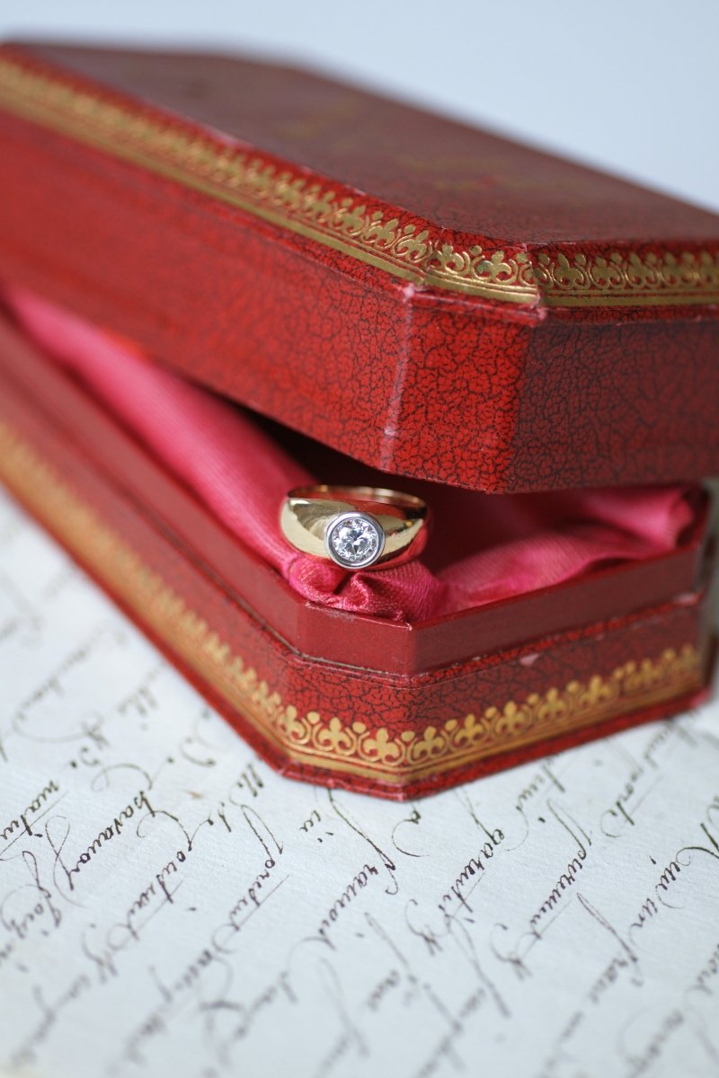 Bague Jonc en or jaune, or blanc, et diamant - Castafiore