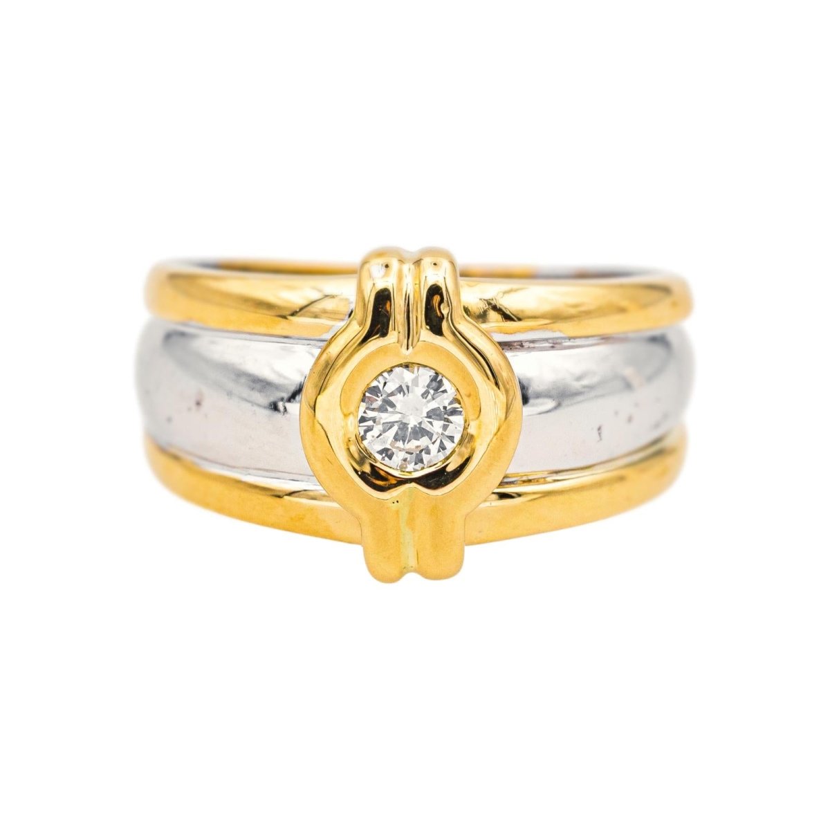 Bague Jonc en or jaune, or blanc et diamant - Castafiore