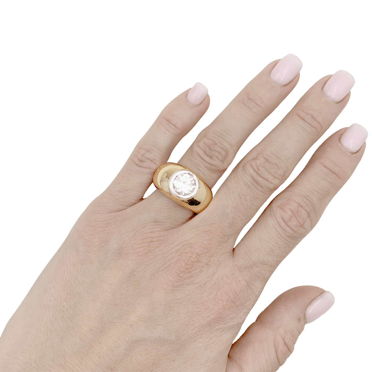 Bague Jonc en or jaune, or blanc et diamants - Castafiore