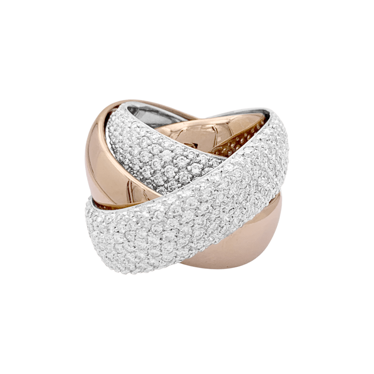 Bague Jonc en or jaune, or blanc et diamants - Castafiore