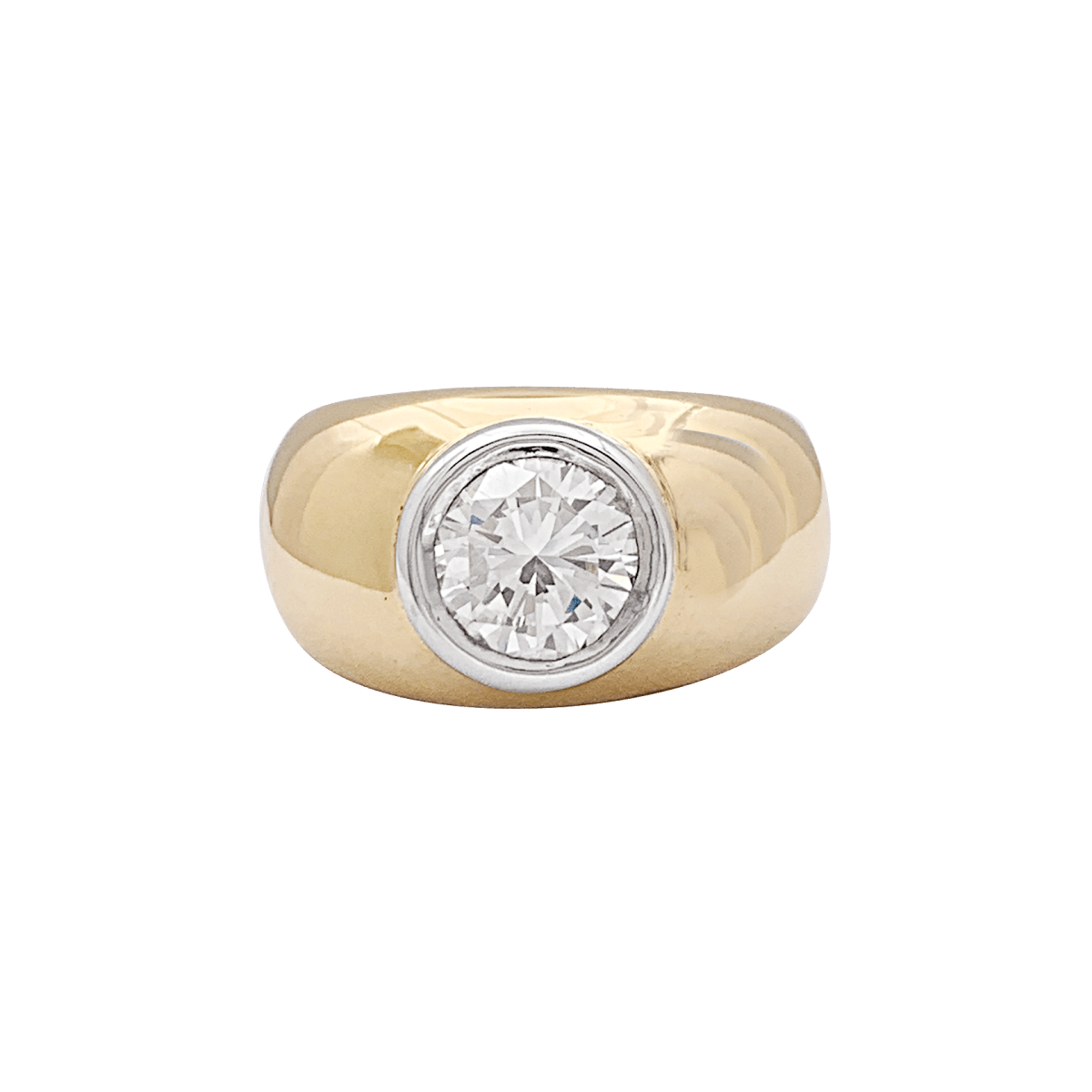 Bague Jonc en or jaune, or blanc et diamants - Castafiore