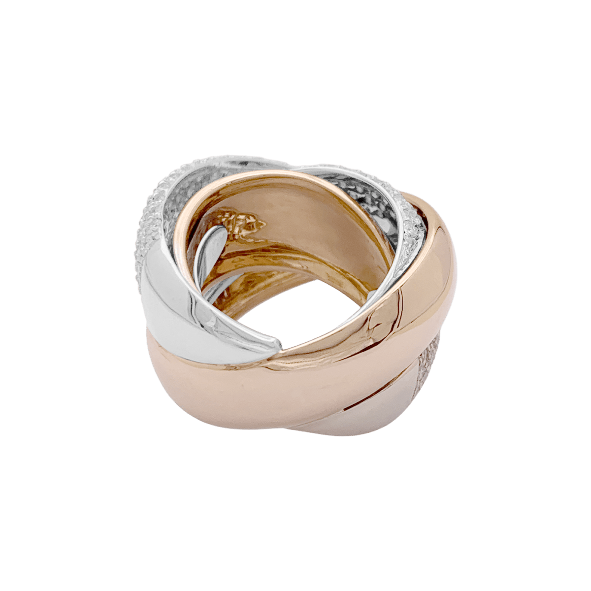 Bague Jonc en or jaune, or blanc et diamants - Castafiore