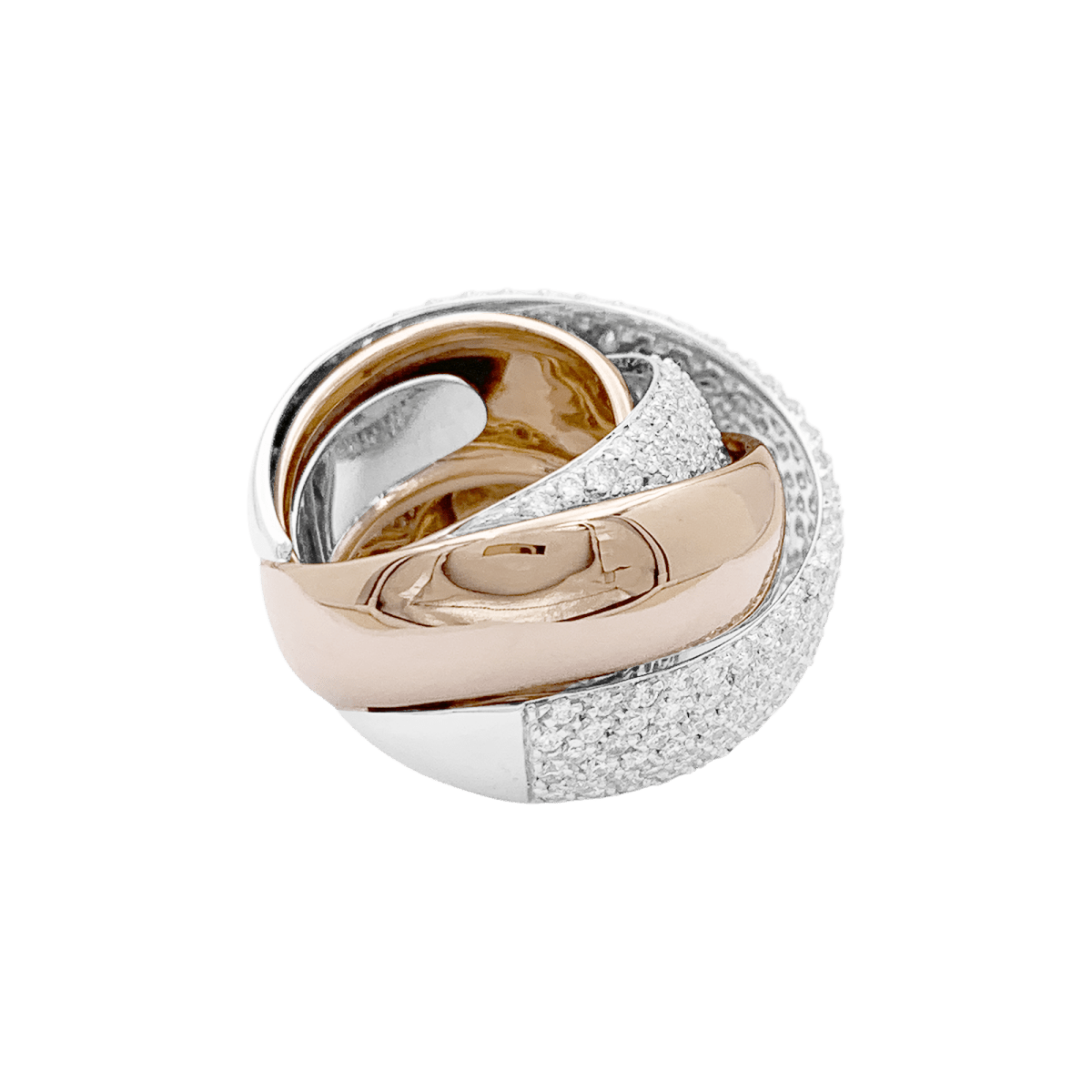 Bague Jonc en or jaune, or blanc et diamants - Castafiore