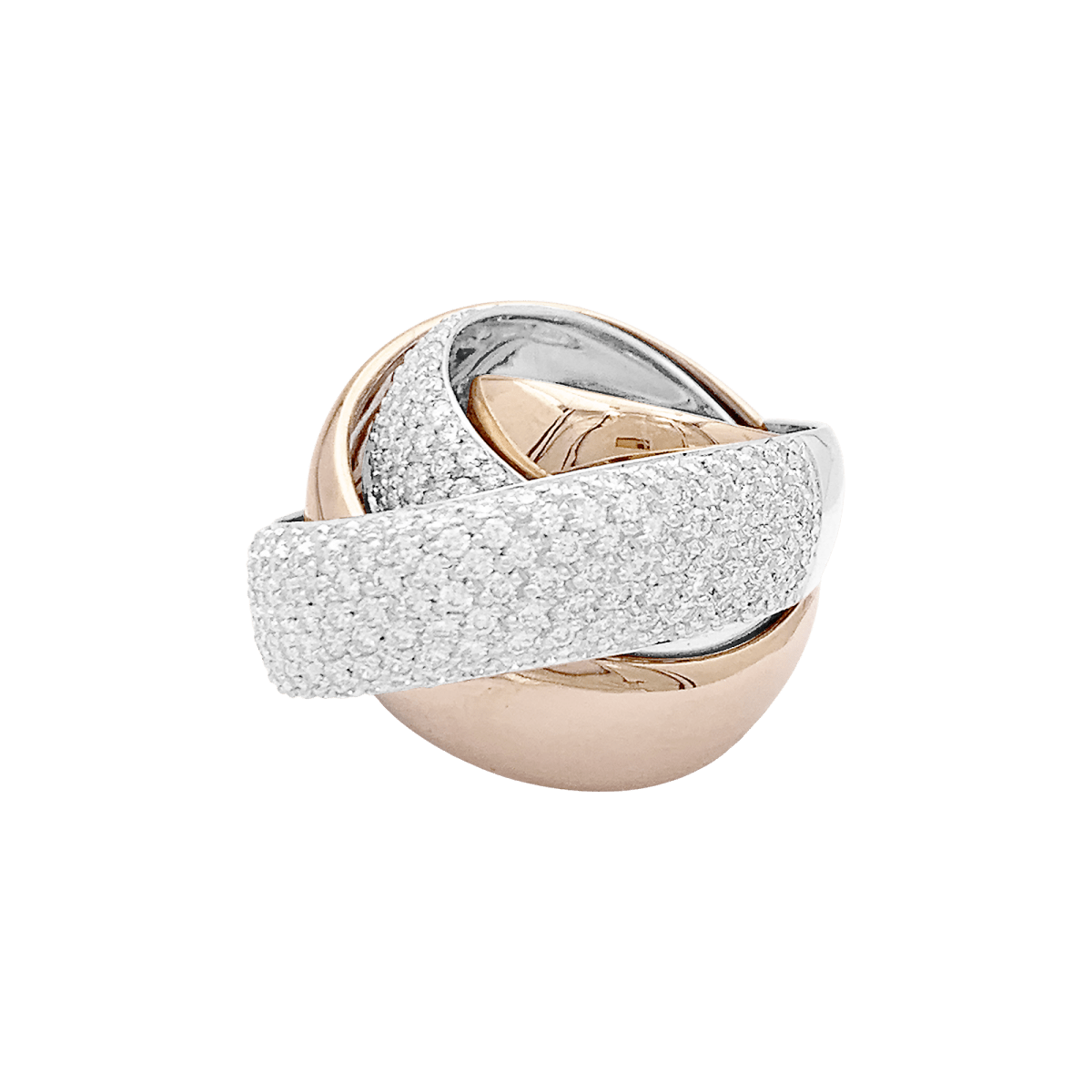Bague Jonc en or jaune, or blanc et diamants - Castafiore
