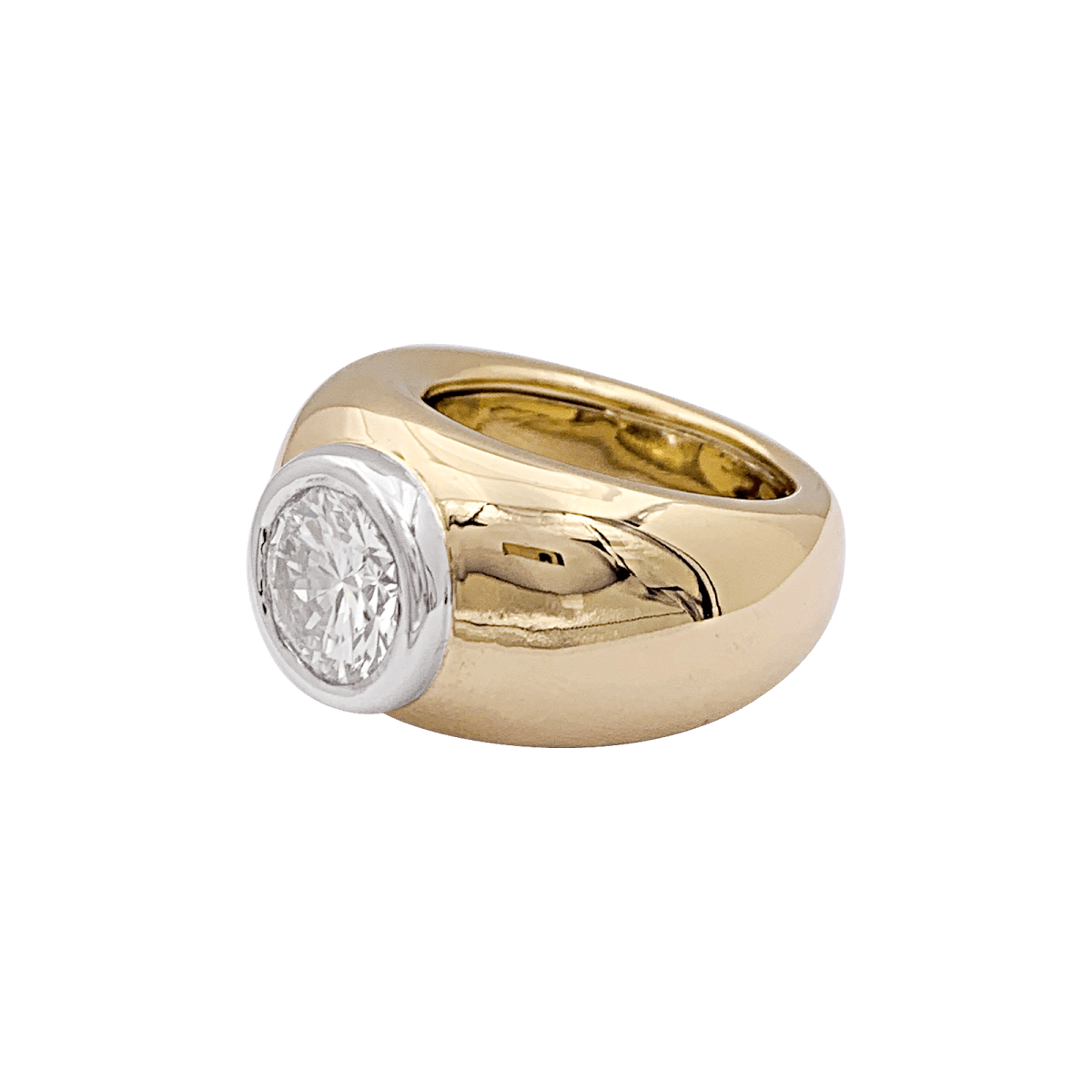 Bague Jonc en or jaune, or blanc et diamants - Castafiore